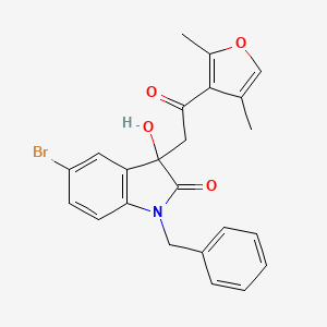 molecular formula C23H20BrNO4 B11572962 1-benzyl-5-bromo-3-[2-(2,4-dimethylfuran-3-yl)-2-oxoethyl]-3-hydroxy-1,3-dihydro-2H-indol-2-one 