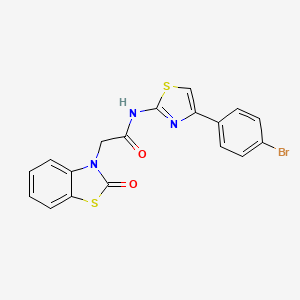 molecular formula C18H12BrN3O2S2 B11572963 N-[4-(4-bromophenyl)-1,3-thiazol-2-yl]-2-(2-oxo-1,3-benzothiazol-3(2H)-yl)acetamide 