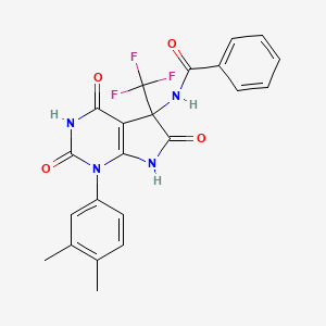 N-[1-(3,4-dimethylphenyl)-4-hydroxy-2,6-dioxo-5-(trifluoromethyl)-2,5,6,7-tetrahydro-1H-pyrrolo[2,3-d]pyrimidin-5-yl]benzamide