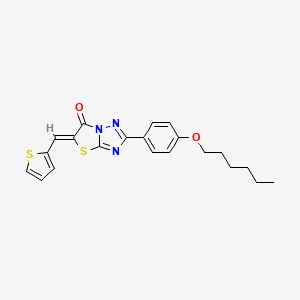 molecular formula C21H21N3O2S2 B11572992 (5Z)-2-[4-(hexyloxy)phenyl]-5-(thiophen-2-ylmethylidene)[1,3]thiazolo[3,2-b][1,2,4]triazol-6(5H)-one 