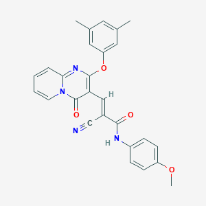 molecular formula C27H22N4O4 B11573002 (2E)-2-cyano-3-[2-(3,5-dimethylphenoxy)-4-oxo-4H-pyrido[1,2-a]pyrimidin-3-yl]-N-(4-methoxyphenyl)prop-2-enamide 