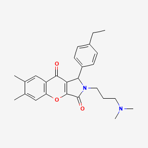 molecular formula C26H30N2O3 B11573025 2-[3-(Dimethylamino)propyl]-1-(4-ethylphenyl)-6,7-dimethyl-1,2-dihydrochromeno[2,3-c]pyrrole-3,9-dione 