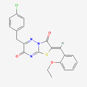 molecular formula C21H16ClN3O3S B11573030 (2Z)-6-(4-chlorobenzyl)-2-(2-ethoxybenzylidene)-7H-[1,3]thiazolo[3,2-b][1,2,4]triazine-3,7(2H)-dione 