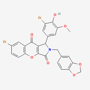 molecular formula C26H17Br2NO7 B11573061 2-(1,3-Benzodioxol-5-ylmethyl)-7-bromo-1-(3-bromo-4-hydroxy-5-methoxyphenyl)-1,2-dihydrochromeno[2,3-c]pyrrole-3,9-dione 