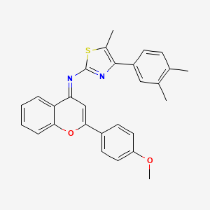 4-(3,4-dimethylphenyl)-N-[(4E)-2-(4-methoxyphenyl)-4H-chromen-4-ylidene]-5-methyl-1,3-thiazol-2-amine