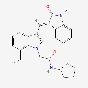 N-cyclopentyl-2-{7-ethyl-3-[(E)-(1-methyl-2-oxo-1,2-dihydro-3H-indol-3-ylidene)methyl]-1H-indol-1-yl}acetamide