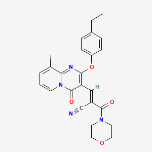 molecular formula C25H24N4O4 B11573101 (2E)-3-[2-(4-ethylphenoxy)-9-methyl-4-oxo-4H-pyrido[1,2-a]pyrimidin-3-yl]-2-(morpholin-4-ylcarbonyl)prop-2-enenitrile 