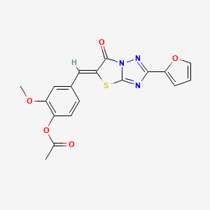 molecular formula C18H13N3O5S B11573131 4-{(Z)-[2-(furan-2-yl)-6-oxo[1,3]thiazolo[3,2-b][1,2,4]triazol-5(6H)-ylidene]methyl}-2-methoxyphenyl acetate 