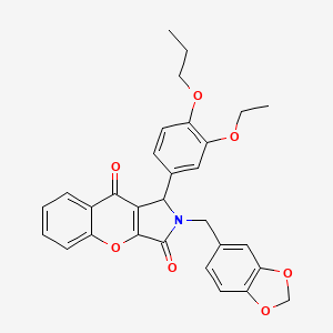 2-(1,3-Benzodioxol-5-ylmethyl)-1-(3-ethoxy-4-propoxyphenyl)-1,2-dihydrochromeno[2,3-c]pyrrole-3,9-dione