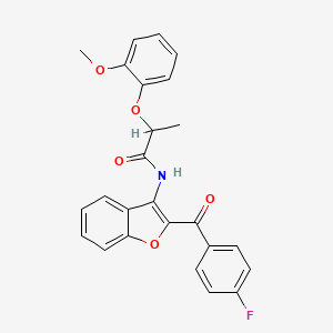 molecular formula C25H20FNO5 B11573174 N-[2-(4-fluorobenzoyl)-1-benzofuran-3-yl]-2-(2-methoxyphenoxy)propanamide 