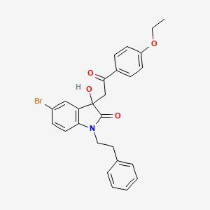 molecular formula C26H24BrNO4 B11573182 5-bromo-3-[2-(4-ethoxyphenyl)-2-oxoethyl]-3-hydroxy-1-(2-phenylethyl)-1,3-dihydro-2H-indol-2-one 