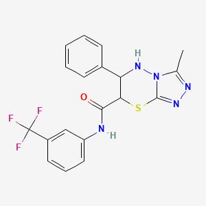 molecular formula C19H16F3N5OS B11573319 3-methyl-6-phenyl-N-[3-(trifluoromethyl)phenyl]-6,7-dihydro-5H-[1,2,4]triazolo[3,4-b][1,3,4]thiadiazine-7-carboxamide 