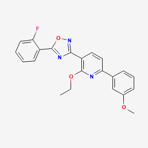 molecular formula C22H18FN3O3 B11573327 2-Ethoxy-3-[5-(2-fluorophenyl)-1,2,4-oxadiazol-3-yl]-6-(3-methoxyphenyl)pyridine 