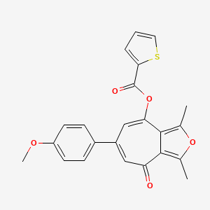 molecular formula C23H18O5S B11573359 6-(4-methoxyphenyl)-1,3-dimethyl-4-oxo-4H-cyclohepta[c]furan-8-yl thiophene-2-carboxylate 