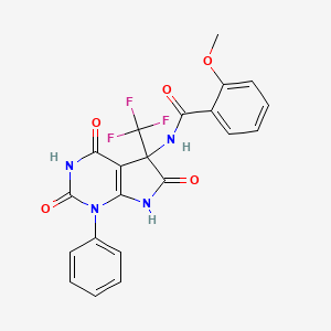 N-[4-hydroxy-2,6-dioxo-1-phenyl-5-(trifluoromethyl)-2,5,6,7-tetrahydro-1H-pyrrolo[2,3-d]pyrimidin-5-yl]-2-methoxybenzamide