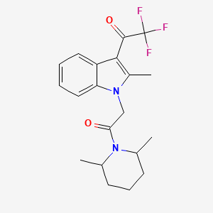 molecular formula C20H23F3N2O2 B11573364 1-{1-[2-(2,6-dimethylpiperidin-1-yl)-2-oxoethyl]-2-methyl-1H-indol-3-yl}-2,2,2-trifluoroethanone 