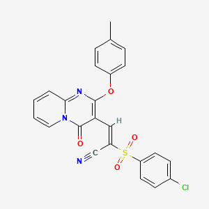 molecular formula C24H16ClN3O4S B11573384 (2E)-2-[(4-chlorophenyl)sulfonyl]-3-[2-(4-methylphenoxy)-4-oxo-4H-pyrido[1,2-a]pyrimidin-3-yl]prop-2-enenitrile 