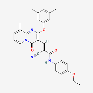 molecular formula C29H26N4O4 B11573387 (2E)-2-cyano-3-[2-(3,5-dimethylphenoxy)-9-methyl-4-oxo-4H-pyrido[1,2-a]pyrimidin-3-yl]-N-(4-ethoxyphenyl)prop-2-enamide 