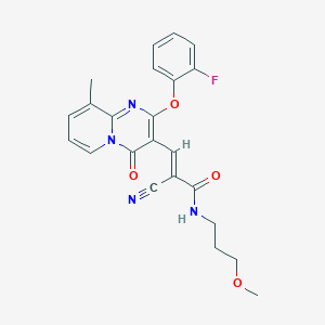 (2E)-2-cyano-3-[2-(2-fluorophenoxy)-9-methyl-4-oxo-4H-pyrido[1,2-a]pyrimidin-3-yl]-N-(3-methoxypropyl)prop-2-enamide