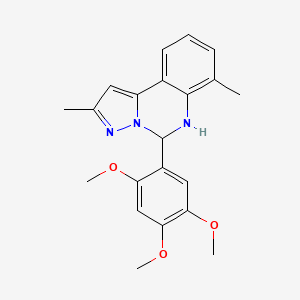 molecular formula C21H23N3O3 B11573403 2,7-Dimethyl-5-(2,4,5-trimethoxyphenyl)-5,6-dihydropyrazolo[1,5-c]quinazoline 