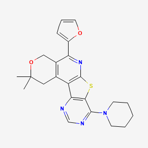 8-(furan-2-yl)-4,4-dimethyl-13-piperidin-1-yl-5-oxa-11-thia-9,14,16-triazatetracyclo[8.7.0.02,7.012,17]heptadeca-1(10),2(7),8,12(17),13,15-hexaene