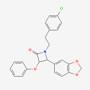 molecular formula C24H20ClNO4 B11573422 4-(1,3-Benzodioxol-5-yl)-1-[2-(4-chlorophenyl)ethyl]-3-phenoxyazetidin-2-one 