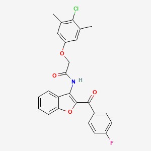 molecular formula C25H19ClFNO4 B11573438 2-(4-chloro-3,5-dimethylphenoxy)-N-[2-(4-fluorobenzoyl)-1-benzofuran-3-yl]acetamide 