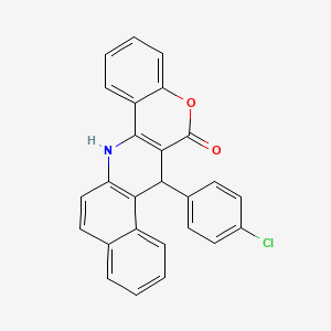 molecular formula C26H16ClNO2 B11573476 7-(4-chlorophenyl)-7,14-dihydro-6H-benzo[f]chromeno[4,3-b]quinolin-6-one 