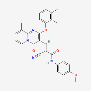 molecular formula C28H24N4O4 B11573488 (2E)-2-cyano-3-[2-(2,3-dimethylphenoxy)-9-methyl-4-oxo-4H-pyrido[1,2-a]pyrimidin-3-yl]-N-(4-methoxyphenyl)prop-2-enamide 