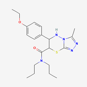 molecular formula C20H29N5O2S B11573490 6-(4-ethoxyphenyl)-3-methyl-N,N-dipropyl-6,7-dihydro-5H-[1,2,4]triazolo[3,4-b][1,3,4]thiadiazine-7-carboxamide 