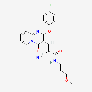 molecular formula C22H19ClN4O4 B11573505 (2E)-3-[2-(4-chlorophenoxy)-4-oxo-4H-pyrido[1,2-a]pyrimidin-3-yl]-2-cyano-N-(3-methoxypropyl)prop-2-enamide 