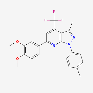 6-(3,4-dimethoxyphenyl)-3-methyl-1-(4-methylphenyl)-4-(trifluoromethyl)-1H-pyrazolo[3,4-b]pyridine