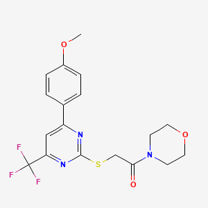 2-{[4-(4-Methoxyphenyl)-6-(trifluoromethyl)pyrimidin-2-yl]sulfanyl}-1-(morpholin-4-yl)ethanone