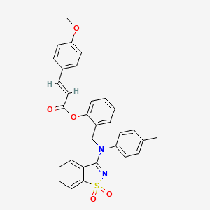 2-{[(1,1-dioxido-1,2-benzothiazol-3-yl)(4-methylphenyl)amino]methyl}phenyl (2E)-3-(4-methoxyphenyl)prop-2-enoate