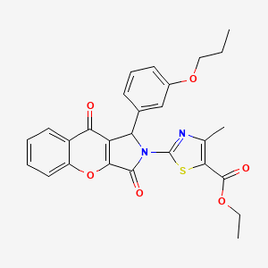 molecular formula C27H24N2O6S B11573586 ethyl 2-[3,9-dioxo-1-(3-propoxyphenyl)-3,9-dihydrochromeno[2,3-c]pyrrol-2(1H)-yl]-4-methyl-1,3-thiazole-5-carboxylate 