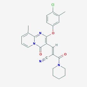 (2E)-3-[2-(4-chloro-3-methylphenoxy)-9-methyl-4-oxo-4H-pyrido[1,2-a]pyrimidin-3-yl]-2-(piperidin-1-ylcarbonyl)prop-2-enenitrile