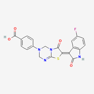 4-[(7Z)-7-(5-fluoro-2-oxo-1,2-dihydro-3H-indol-3-ylidene)-6-oxo-6,7-dihydro-2H-[1,3]thiazolo[3,2-a][1,3,5]triazin-3(4H)-yl]benzoic acid