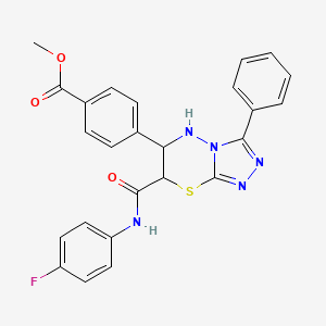 molecular formula C25H20FN5O3S B11573669 methyl 4-{7-[(4-fluorophenyl)carbamoyl]-3-phenyl-6,7-dihydro-5H-[1,2,4]triazolo[3,4-b][1,3,4]thiadiazin-6-yl}benzoate 