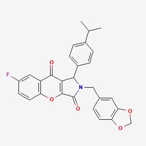 2-(1,3-Benzodioxol-5-ylmethyl)-7-fluoro-1-[4-(propan-2-yl)phenyl]-1,2-dihydrochromeno[2,3-c]pyrrole-3,9-dione