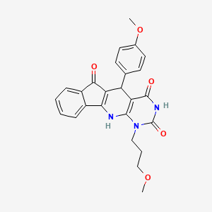 molecular formula C25H23N3O5 B11573687 2-(4-methoxyphenyl)-7-(3-methoxypropyl)-5,7,9-triazatetracyclo[8.7.0.03,8.011,16]heptadeca-1(10),3(8),11,13,15-pentaene-4,6,17-trione 