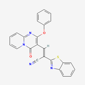 molecular formula C24H14N4O2S B11573697 (2E)-2-(1,3-Benzothiazol-2-YL)-3-{4-oxo-2-phenoxy-4H-pyrido[1,2-A]pyrimidin-3-YL}prop-2-enenitrile 