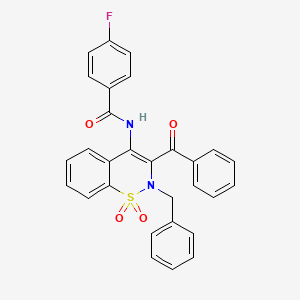 molecular formula C29H21FN2O4S B11573728 N-(3-benzoyl-2-benzyl-1,1-dioxido-2H-1,2-benzothiazin-4-yl)-4-fluorobenzamide 