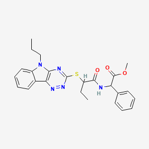 molecular formula C25H27N5O3S B11573758 methyl phenyl({2-[(5-propyl-5H-[1,2,4]triazino[5,6-b]indol-3-yl)sulfanyl]butanoyl}amino)acetate 