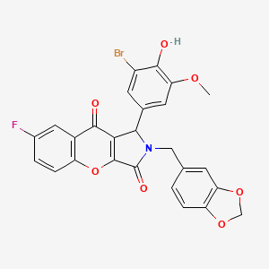 2-(1,3-Benzodioxol-5-ylmethyl)-1-(3-bromo-4-hydroxy-5-methoxyphenyl)-7-fluoro-1,2-dihydrochromeno[2,3-c]pyrrole-3,9-dione