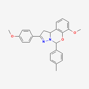 molecular formula C25H24N2O3 B11573789 7-Methoxy-2-(4-methoxyphenyl)-5-(4-methylphenyl)-1,10b-dihydropyrazolo[1,5-c][1,3]benzoxazine 