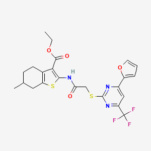 Ethyl 2-[({[4-(furan-2-yl)-6-(trifluoromethyl)pyrimidin-2-yl]sulfanyl}acetyl)amino]-6-methyl-4,5,6,7-tetrahydro-1-benzothiophene-3-carboxylate