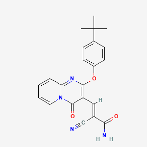 molecular formula C22H20N4O3 B11573833 (2E)-3-[2-(4-tert-butylphenoxy)-4-oxo-4H-pyrido[1,2-a]pyrimidin-3-yl]-2-cyanoprop-2-enamide 