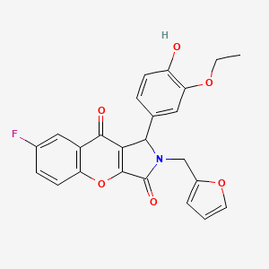 molecular formula C24H18FNO6 B11573852 1-(3-Ethoxy-4-hydroxyphenyl)-7-fluoro-2-(furan-2-ylmethyl)-1,2-dihydrochromeno[2,3-c]pyrrole-3,9-dione 