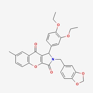 2-(1,3-Benzodioxol-5-ylmethyl)-1-(3,4-diethoxyphenyl)-7-methyl-1,2-dihydrochromeno[2,3-c]pyrrole-3,9-dione