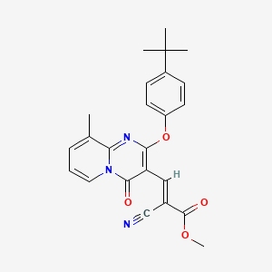 molecular formula C24H23N3O4 B11573904 methyl (2E)-3-[2-(4-tert-butylphenoxy)-9-methyl-4-oxo-4H-pyrido[1,2-a]pyrimidin-3-yl]-2-cyanoprop-2-enoate 